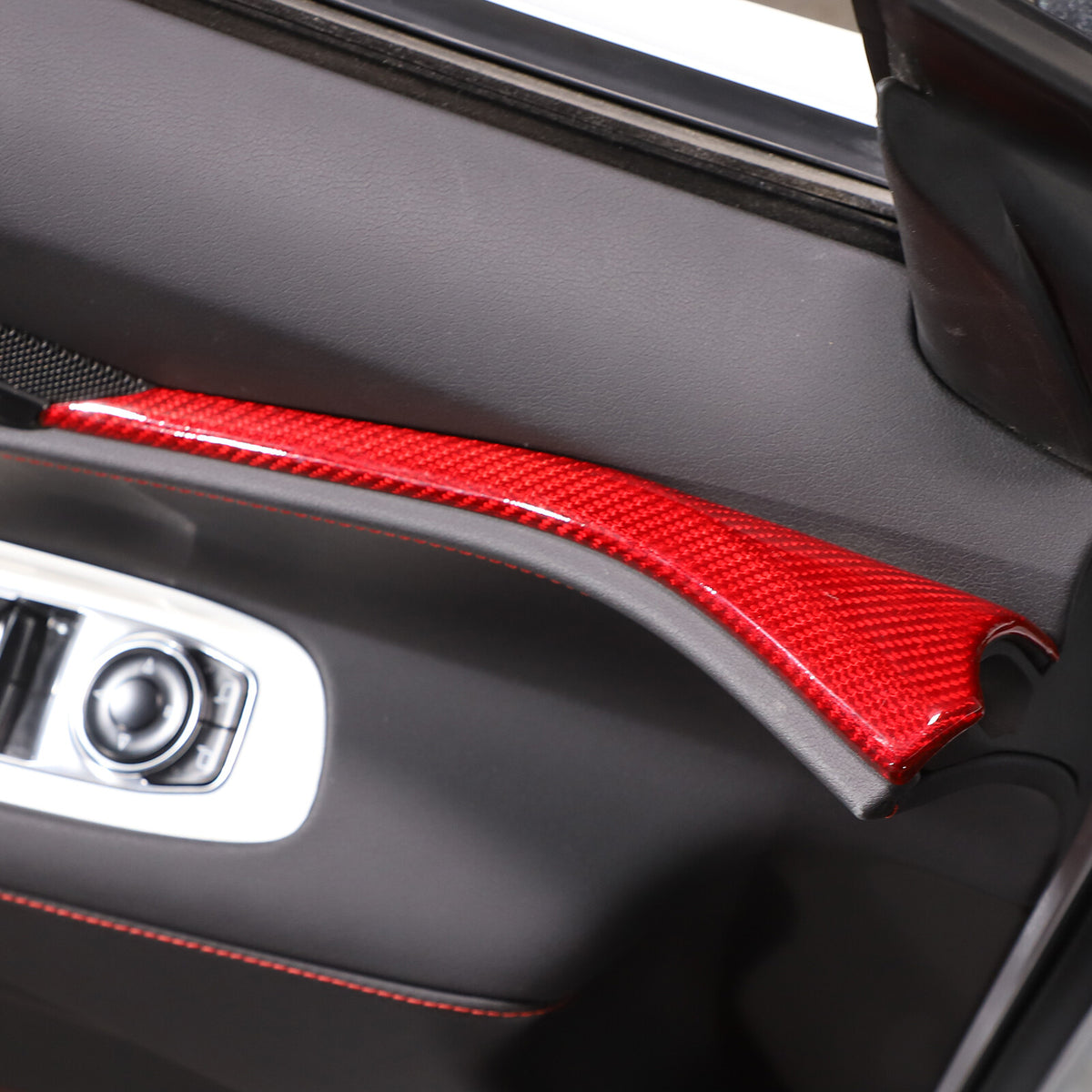 Red Real Carbon Fiber Interior Window Upper Door Panel trim For Corvette C8 20+ 7