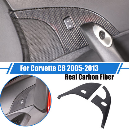 Real Carbon Fiber Children Lock Button Frame Trim Cover For Corvette C6 2005-13 1