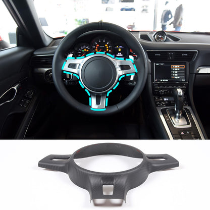Matte Dry Real Carbon Fiber Steering Wheel Trim For Porsche 911 2010-2015 2