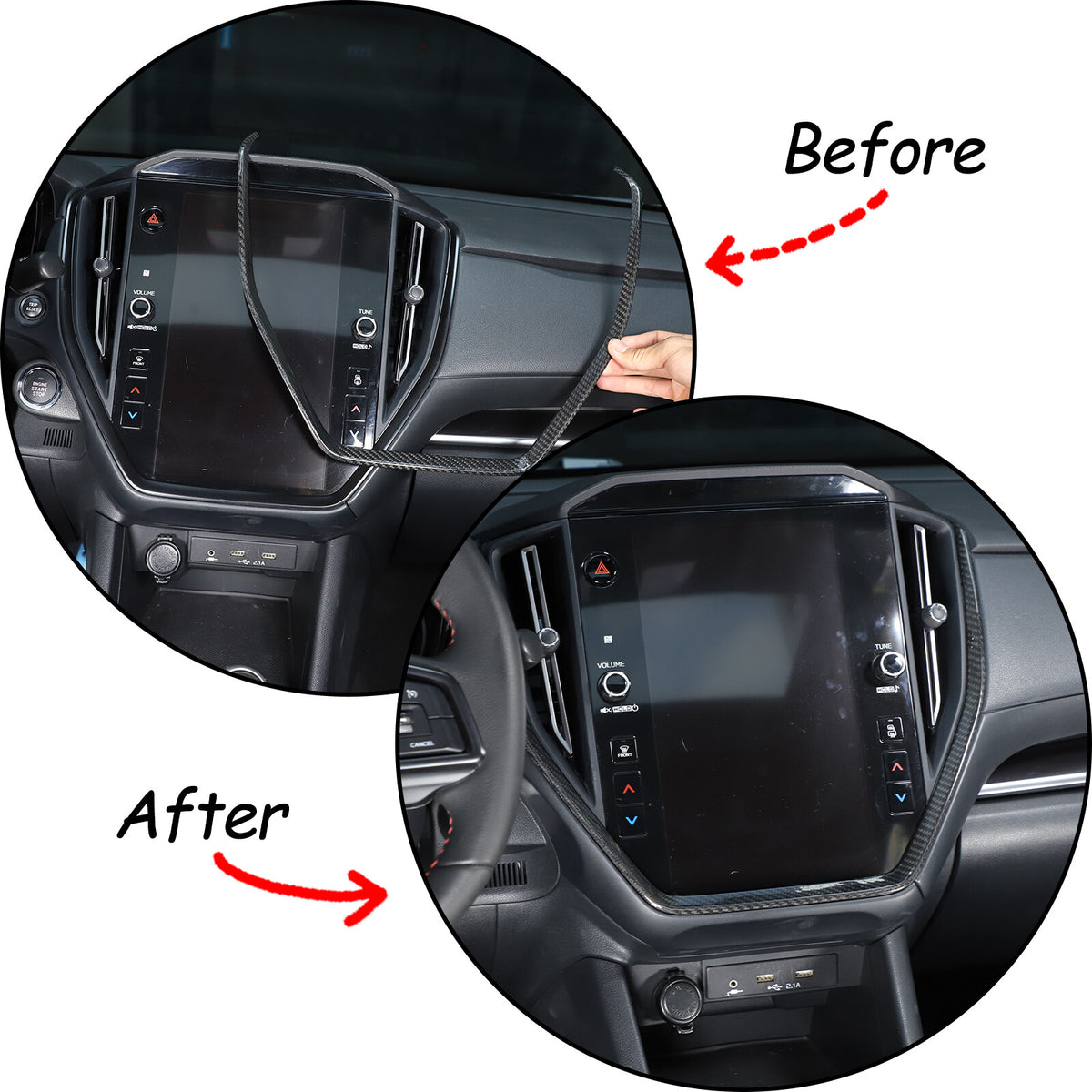 Real Carbon Fiber Center Navigation Screen Trim Cover For Subaru WRX VB 2022-24 13