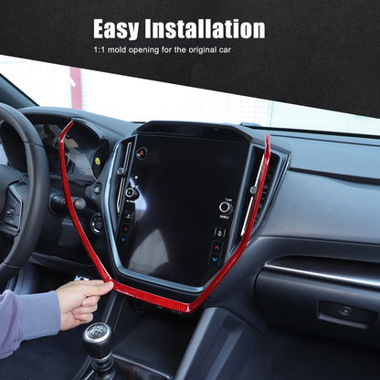 Red Real Carbon Fiber Navigation Screen Frame Trim For Subaru WRX VB MT 2022+ 10