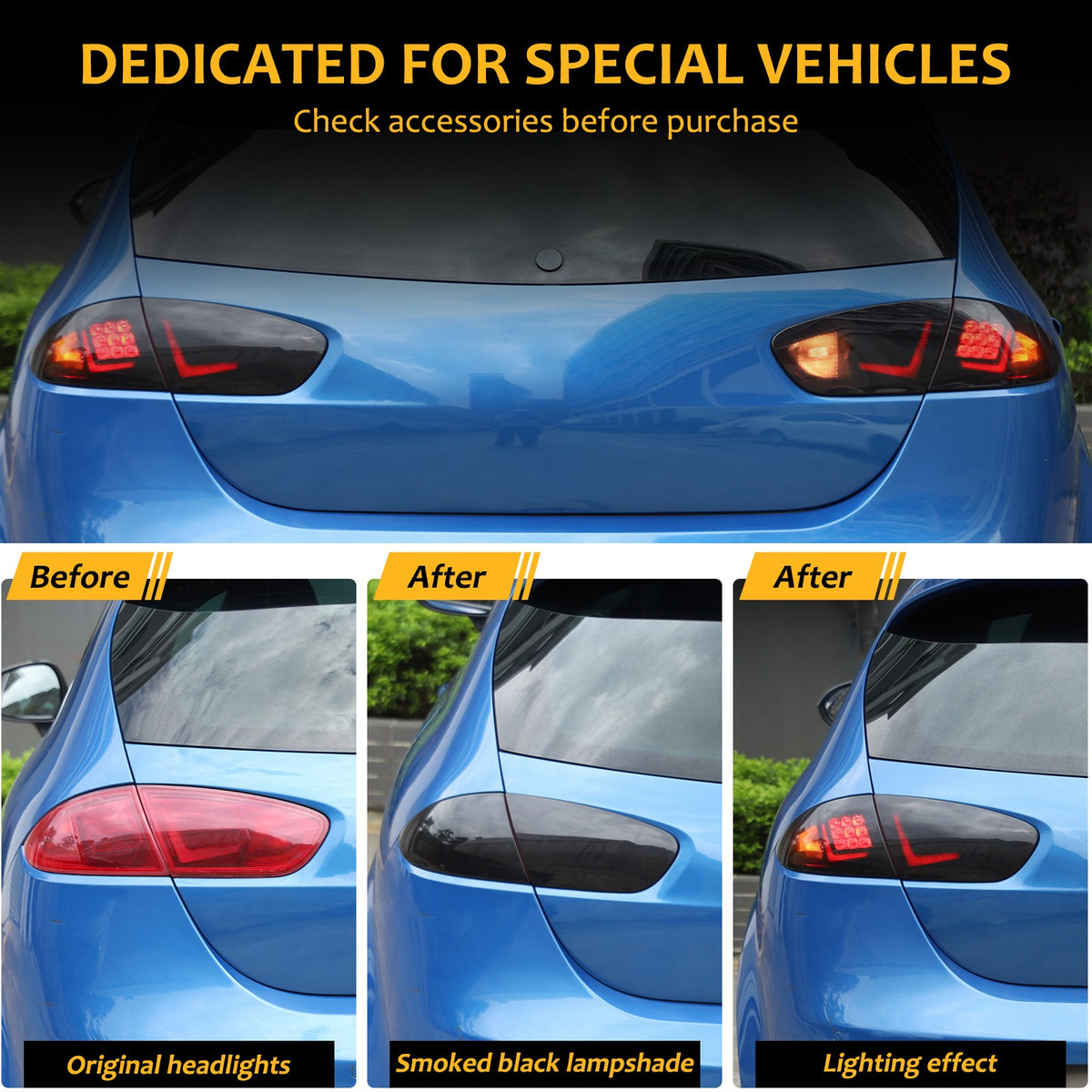 Transparent Gray Smoked Tail Light Trim Cover For Seat Leon MK2 1P1 2008-2012 17