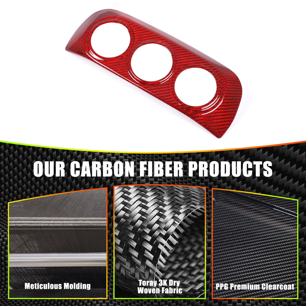 Red Real Carbon Fiber Interior Center Console Trim For Nissan Z 400Z RZ34 2023+ 56
