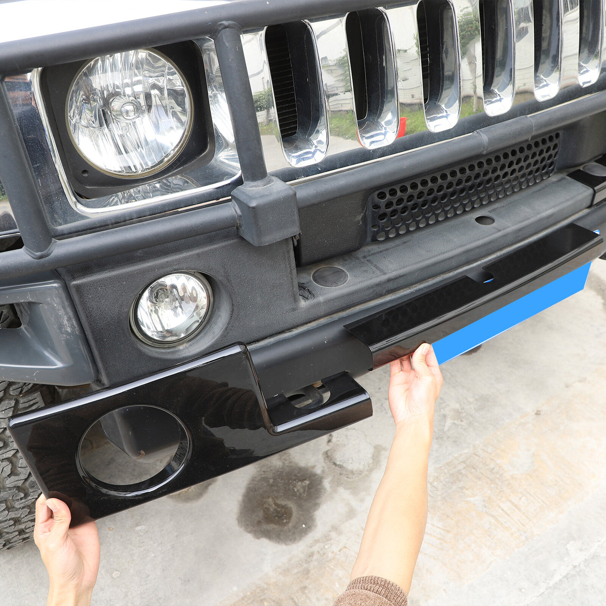 Glossy Piano Black Front Bumper Exterior Trim Cover Set For Hummer H2 2003-2009 - Styles 6-10 35