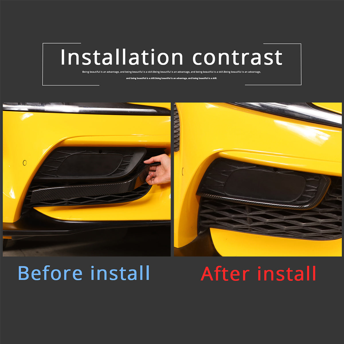 Carbon Fiber Style Front Bumper Side Grill Trim Cover Strip For GR Supra A90 19+ 13