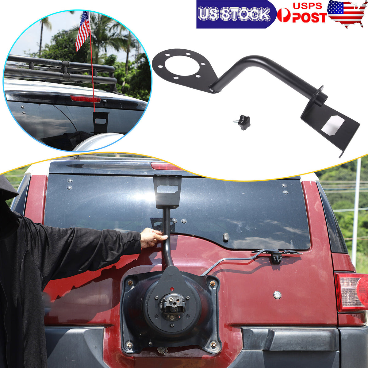 Alloy Rear Door Tailgate Flagpole Bracket Holder For Toyota FJ Cruiser 07-21 US 1