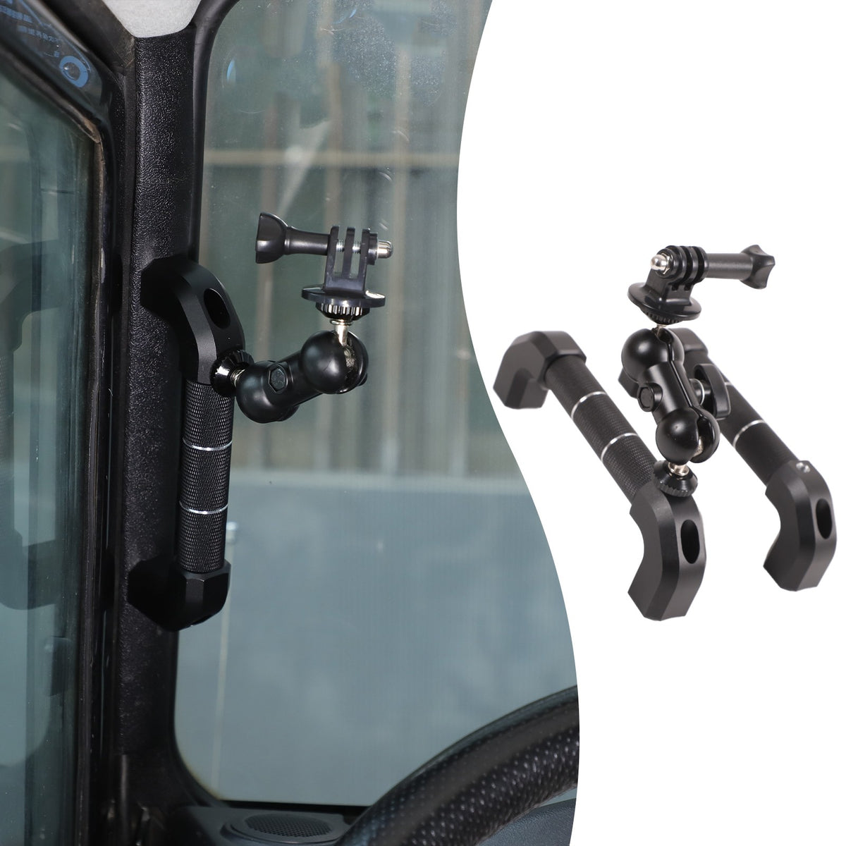 Black Aluminum A-Pillar Handle Cam Mount For Land Rover Defender L316 2004-2018 19