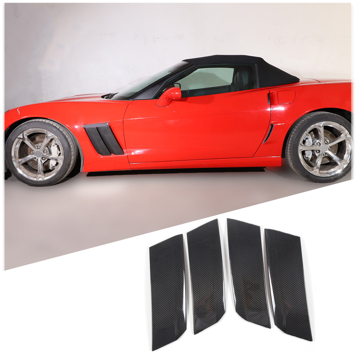 Real Dry Carbon Fiber Side Fender Cover Trim For Corvette C6 2005-2013 11