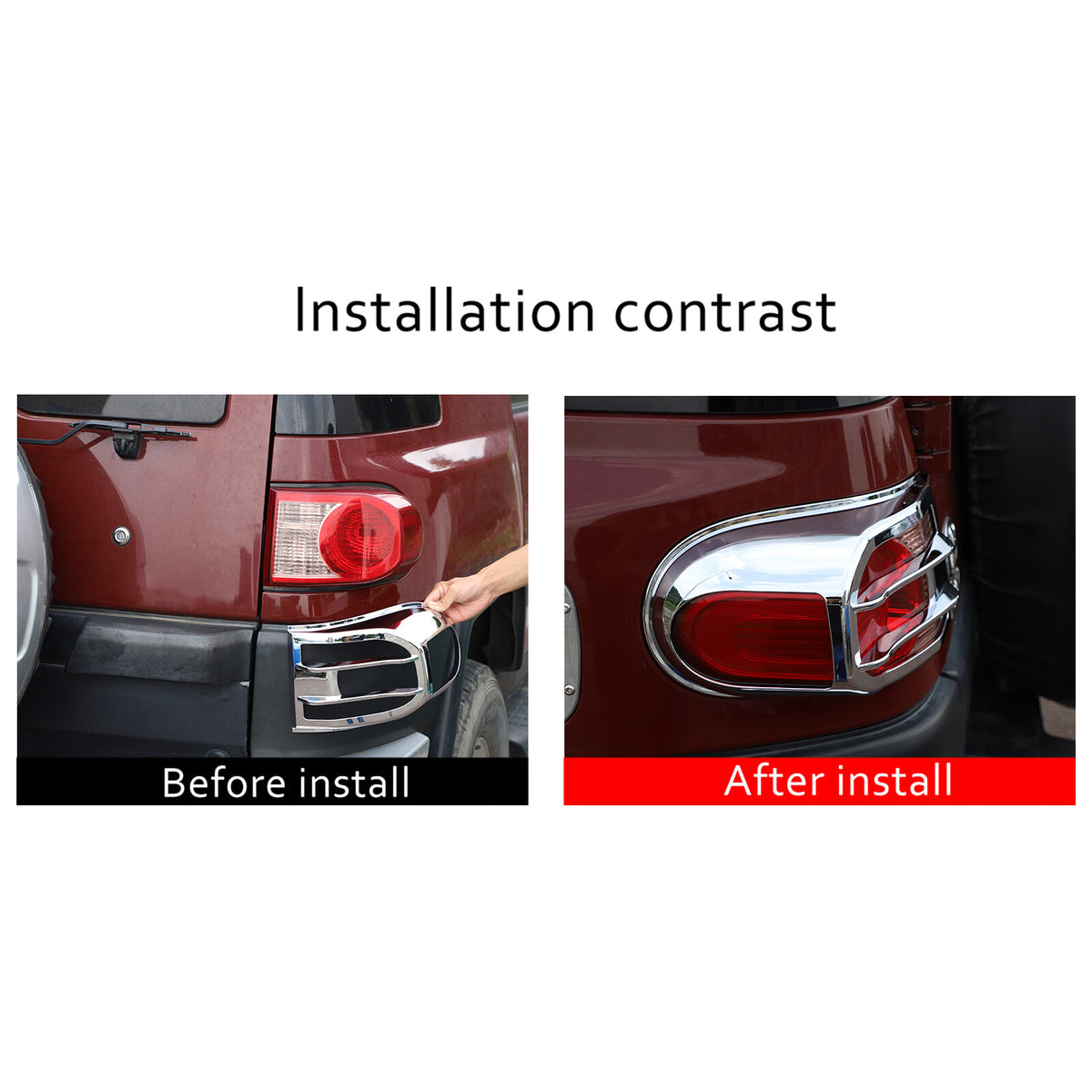 Chrome Silver Rear Tail Light Lamp Cover Trim For 2007-2014 Toyota FJ Cruiser 10