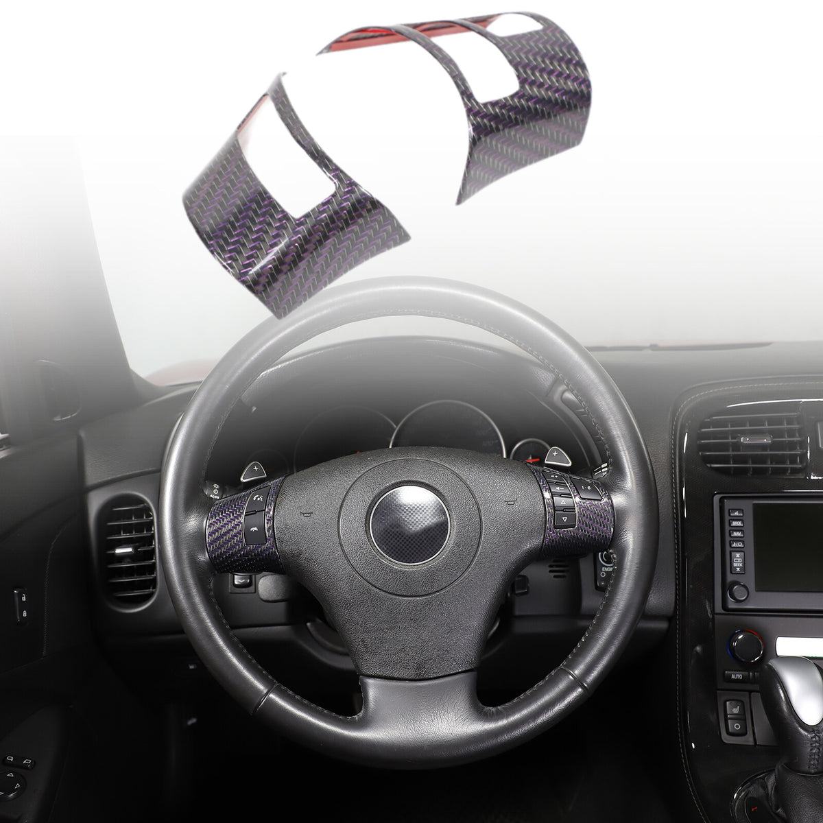 Real Carbon Fiber Steering Wheel Button Cover Trim For Corvette C6 2005-2013 22
