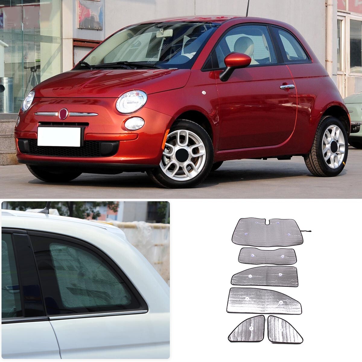 Full Side Window Sun Shield Privacy Sunshade 6pcs Cover For Fiat 500 2011-2022 6