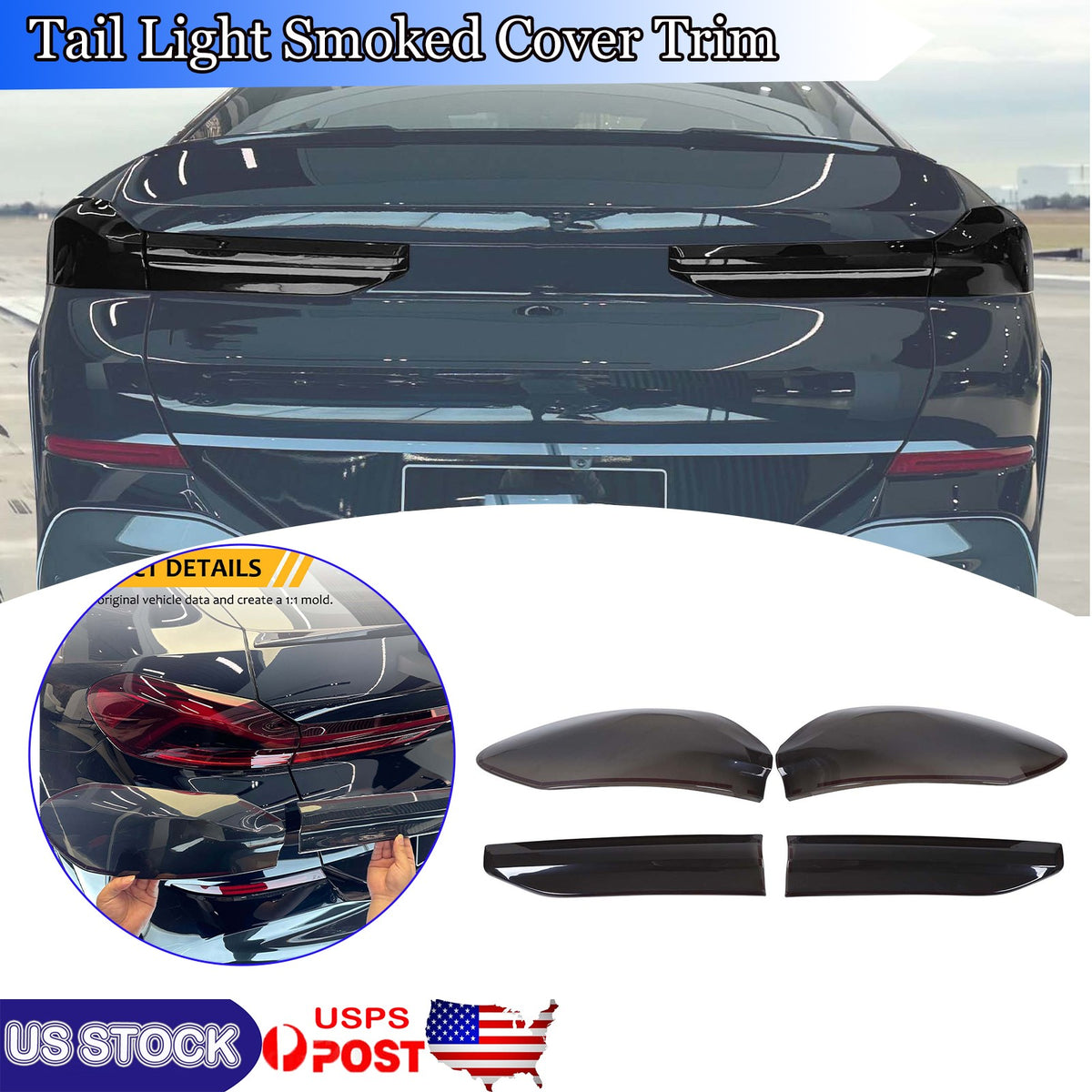 Smoked Rear Tail Light Guard Decor Cover Trim Bezels For BMW X6 G06 2020-2026 US 1