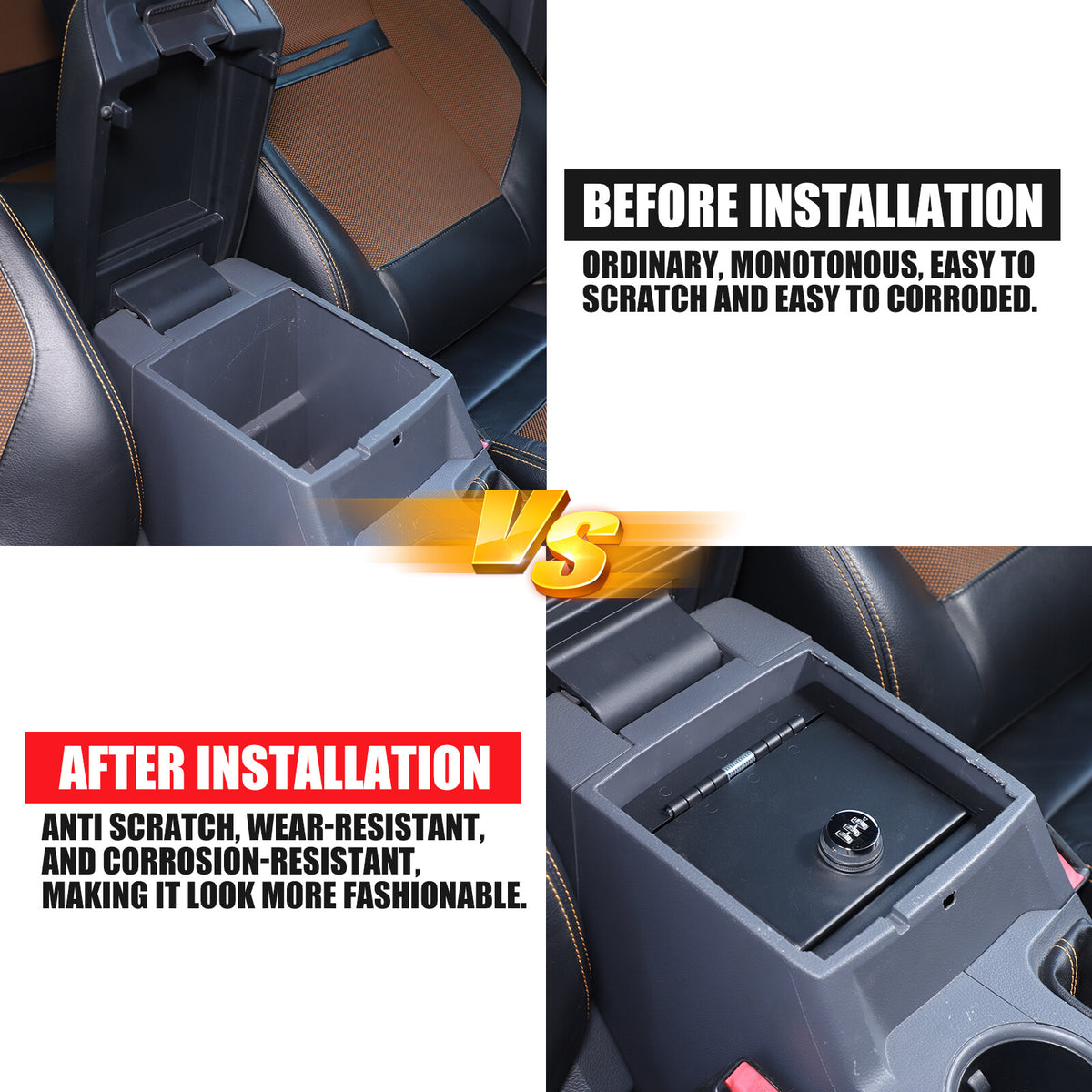 Center Console Safe Gun Storage Lock Box W/ TRAY For Ford Ranger T7 T8 15-22 US 13