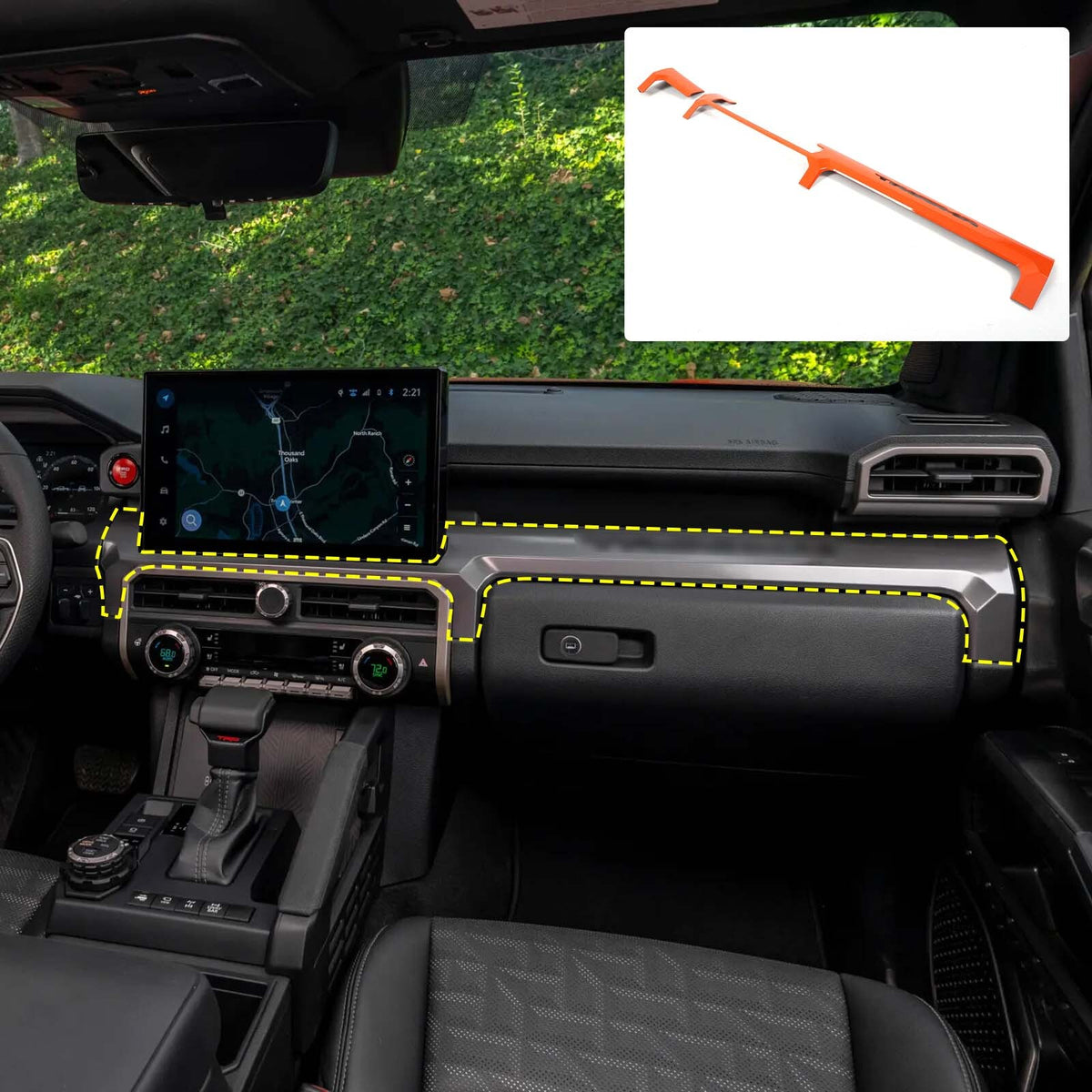 Orange Center Console Trim Strip Cover For Toyota Tacoma SR/SR5 2024+ US 3