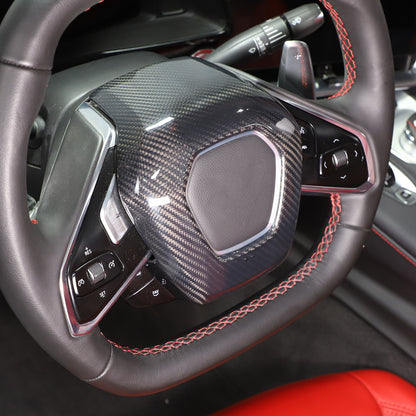 For C8 Corvette Carbon Fiber Steering Wheel Center Surround Cover 2020 - 2026 9