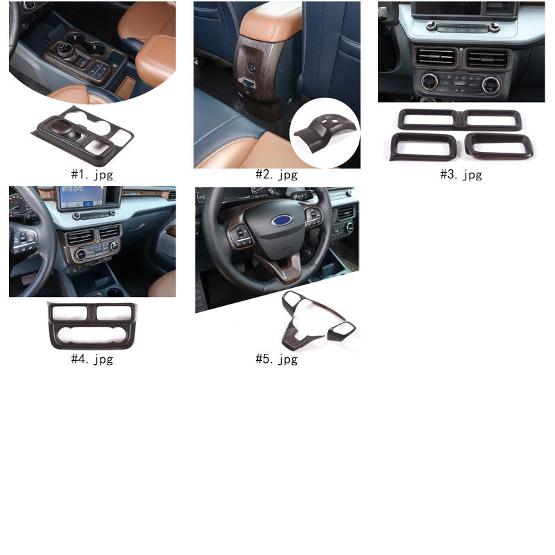 Oak Wood Grain Interior Decor Trim Cover Set Kit Fits Ford Maverick 2022-2024 2