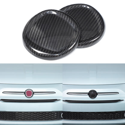 Real Carbon Fiber Front & Rear Emblem Cover Trim For Fiat 500 312 2016+ 18