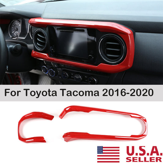 Sports Red ABS Dashboard Panel Cover Trim 2pcs For Toyota Tacoma 2016-2023 1