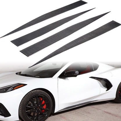 4PCS Soft Carbon Fiber Side Skirt Body Protector Trim For Corvette C8 2020-26 US 3