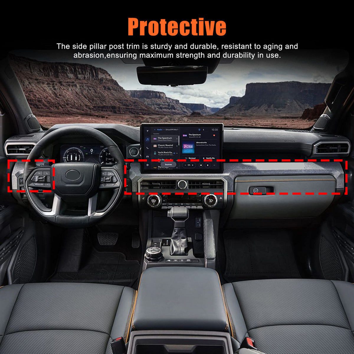 Orange ABS Center Console Strip Trim Cover For Toyota Tacoma 2024+ US 6