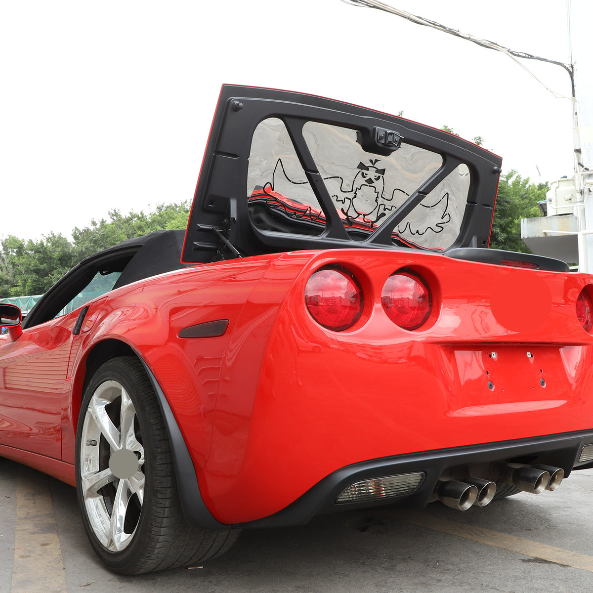 Angry Bird Steel Trunk Tailgate Lid Trim Panel Cover For Corvette C6 2005-2013 2