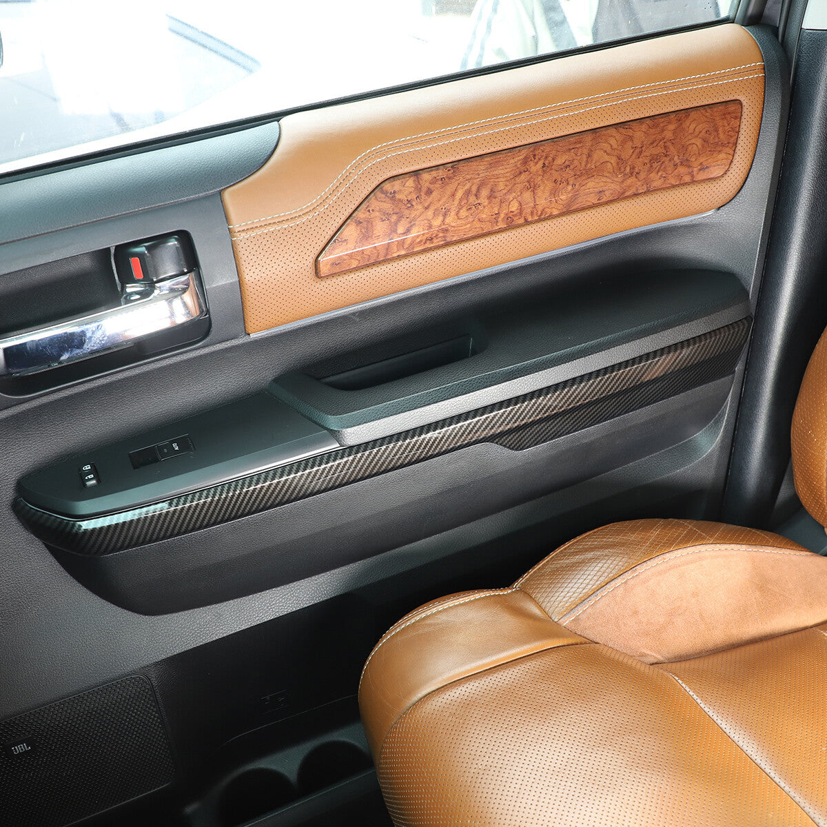 ABS Carbon Fiber Inner Door Panel Trim For Toyota Tundra Crew Cab 2014-2020 10