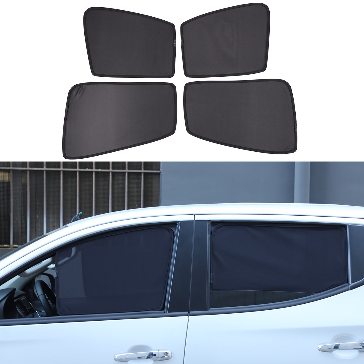 Front Rear Window Sun Shade Cover Mesh Shield For Mitsubishi L200 Triton 2015-23 1