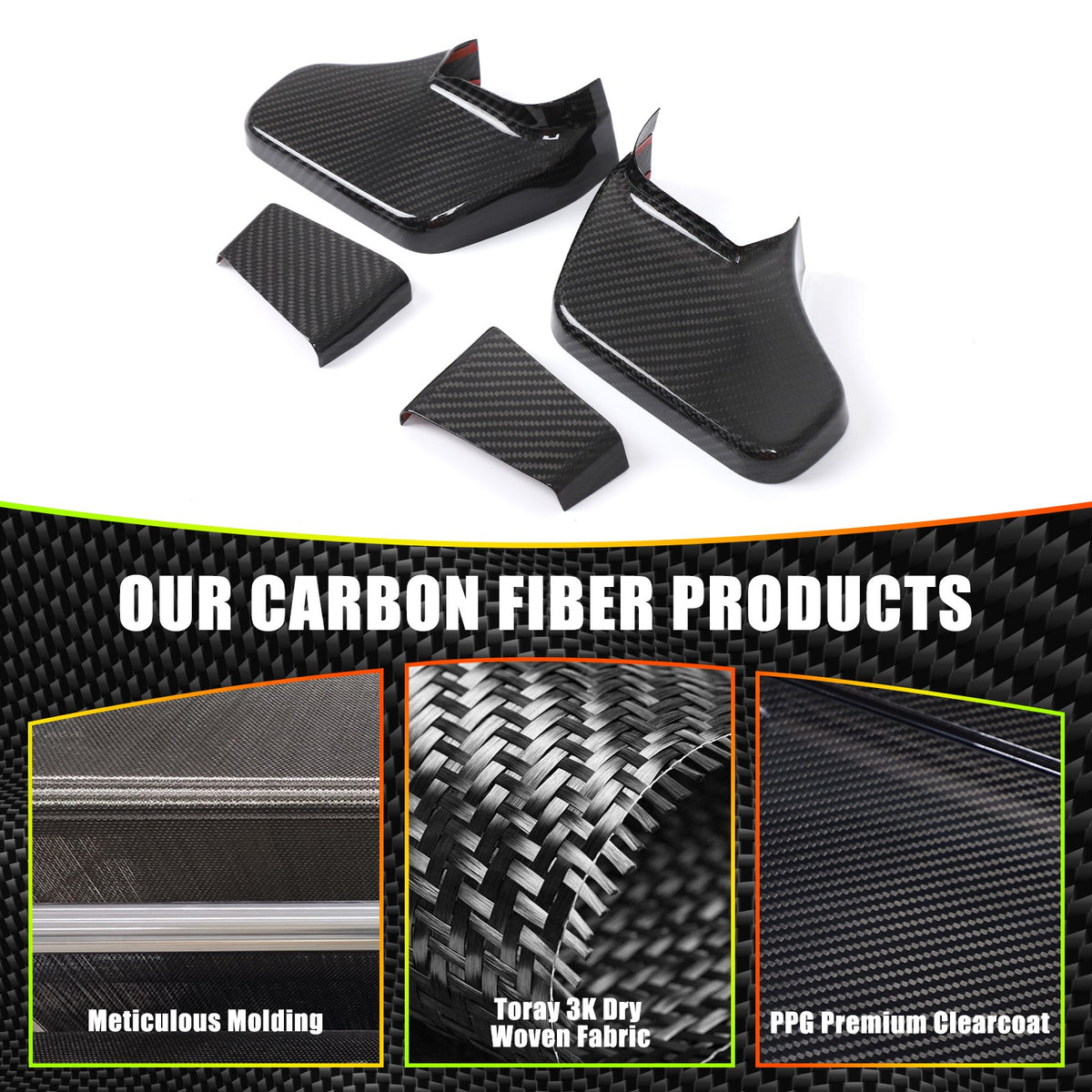 Real Carbon Fiber Rearview Mirror Base Cover Trim For Benz G-Class W465 2025 US 4