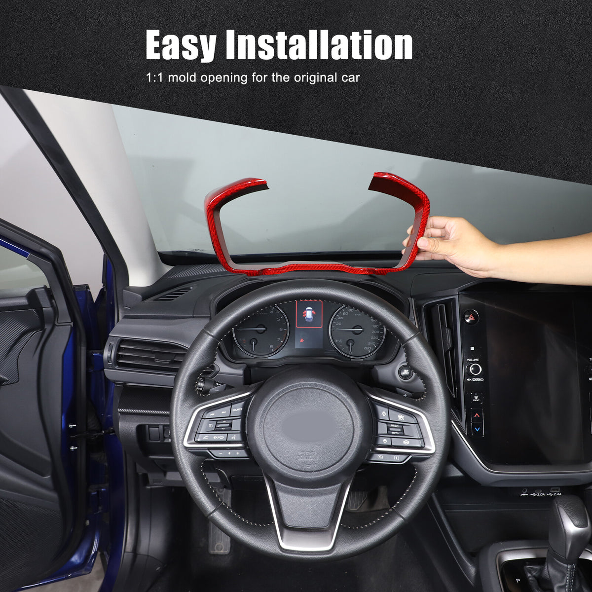 Red Real Carbon Fiber Center Dashboard Trim For Subaru Crosstrek 24+ 19