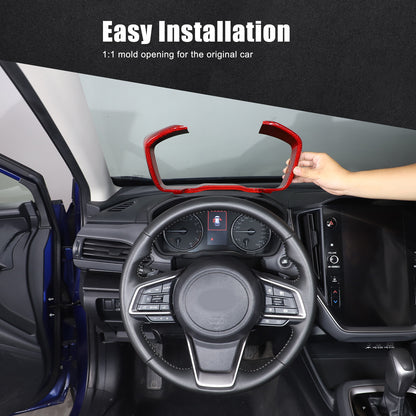 Red Real Carbon Fiber Center Dashboard Trim For Subaru Crosstrek 24+ 19