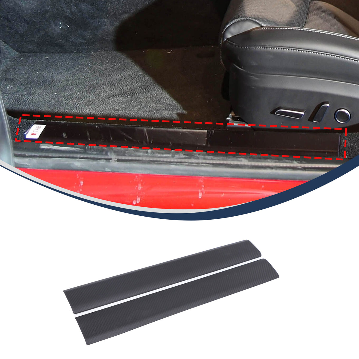 Matte Carbon Fiber Interior Door Sill Plate Guard Cover For Tesla Model S 2023+ 9