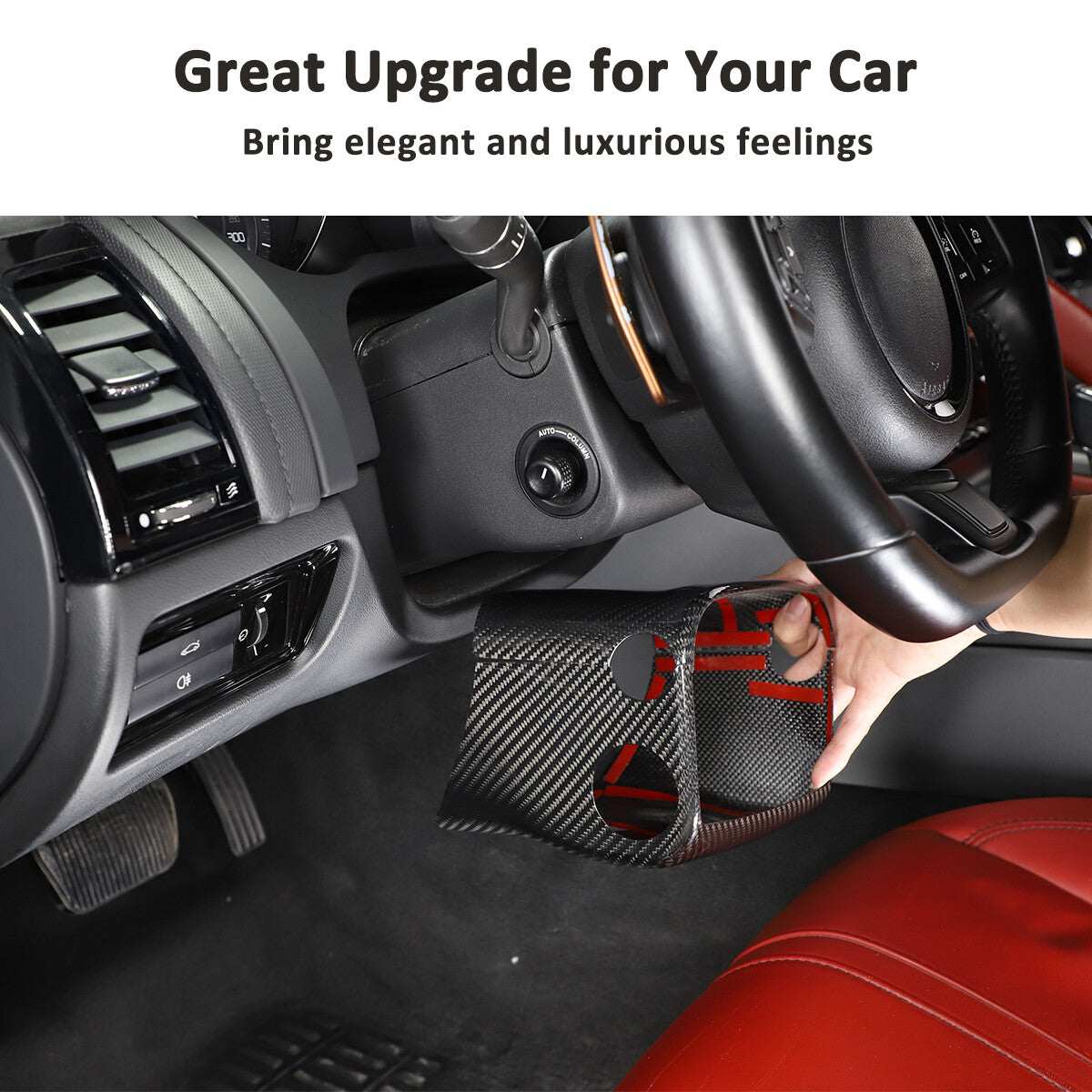 Real Carbon fiber Steering Wheel Base Trim Cover Frame For Jaguar F-TYPE 13-24 8