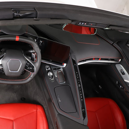 Red Soft Carbon Fiber Interior Decor Trim Kit Cover Set For Corvette C8 20-25 155