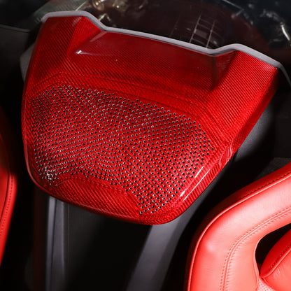 Red Real Carbon Rear Speaker Cover Trim For Corvette C8 Coupe Z06 Z51 1LT 20-26 1