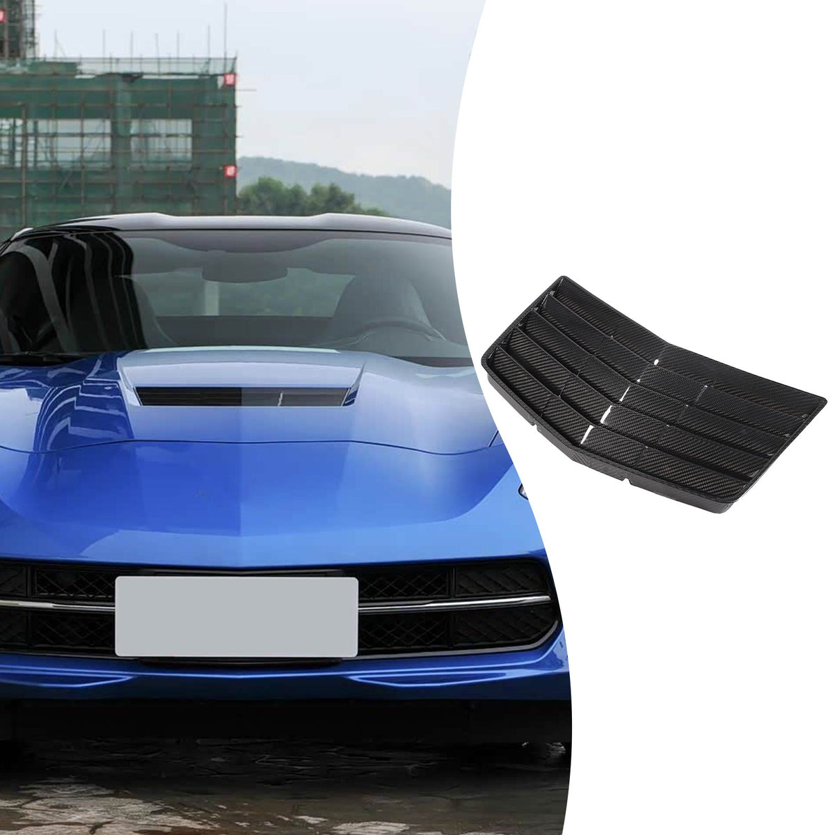 Real Carbon Fibe Front Bumper Hood Vent Louver Cover Kit For Corvette C7 2014-19 11