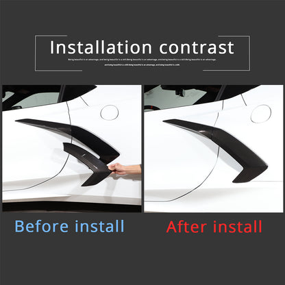Carbon Pattern Fender Trim Door Handle + Rearview Mirror Cover For Corvette C8 13