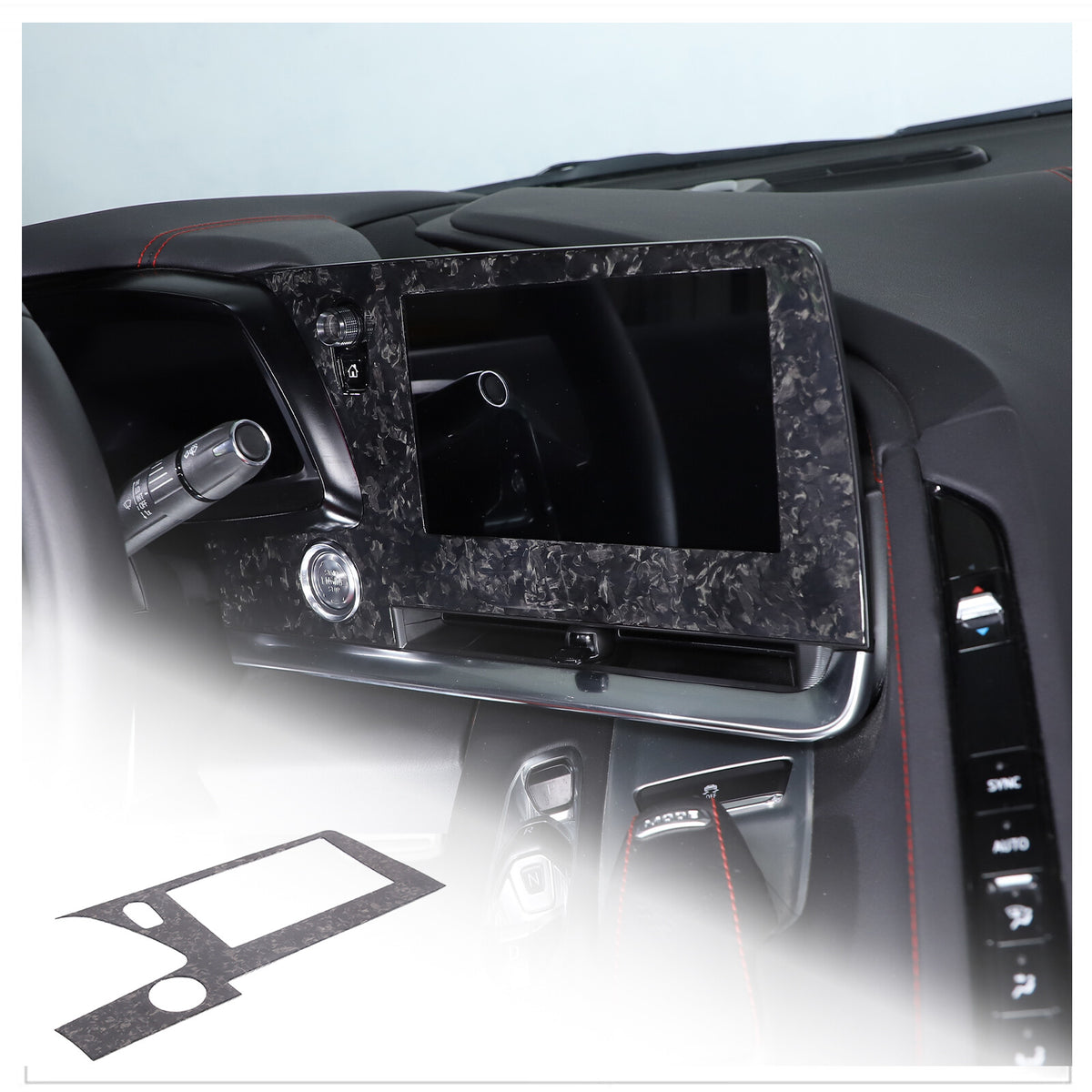 Forged Real Carbon Fiber Dashboard Navigation Srceen Frame Trim For Corvette C8 6