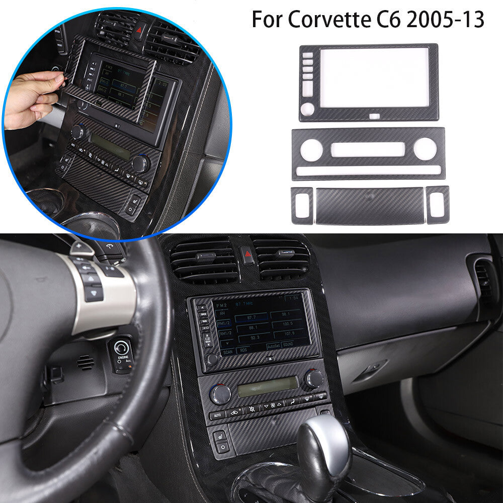 Matte Dry Real Carbon Fiber Center Console Trim Cover For Corvette C6 2005-13 25