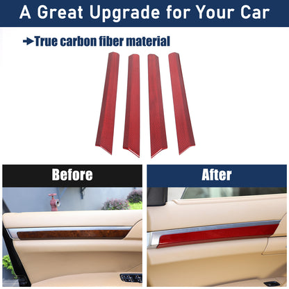 Red Real Carbon Fiber Interior door panel Trim For Porsche Cayenne 958 11-17 5