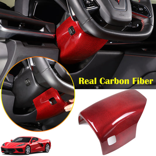 Red Real Carbon fiber Steering Wheel Lower Base Cover For Corvette C8 Z06 20-26 1