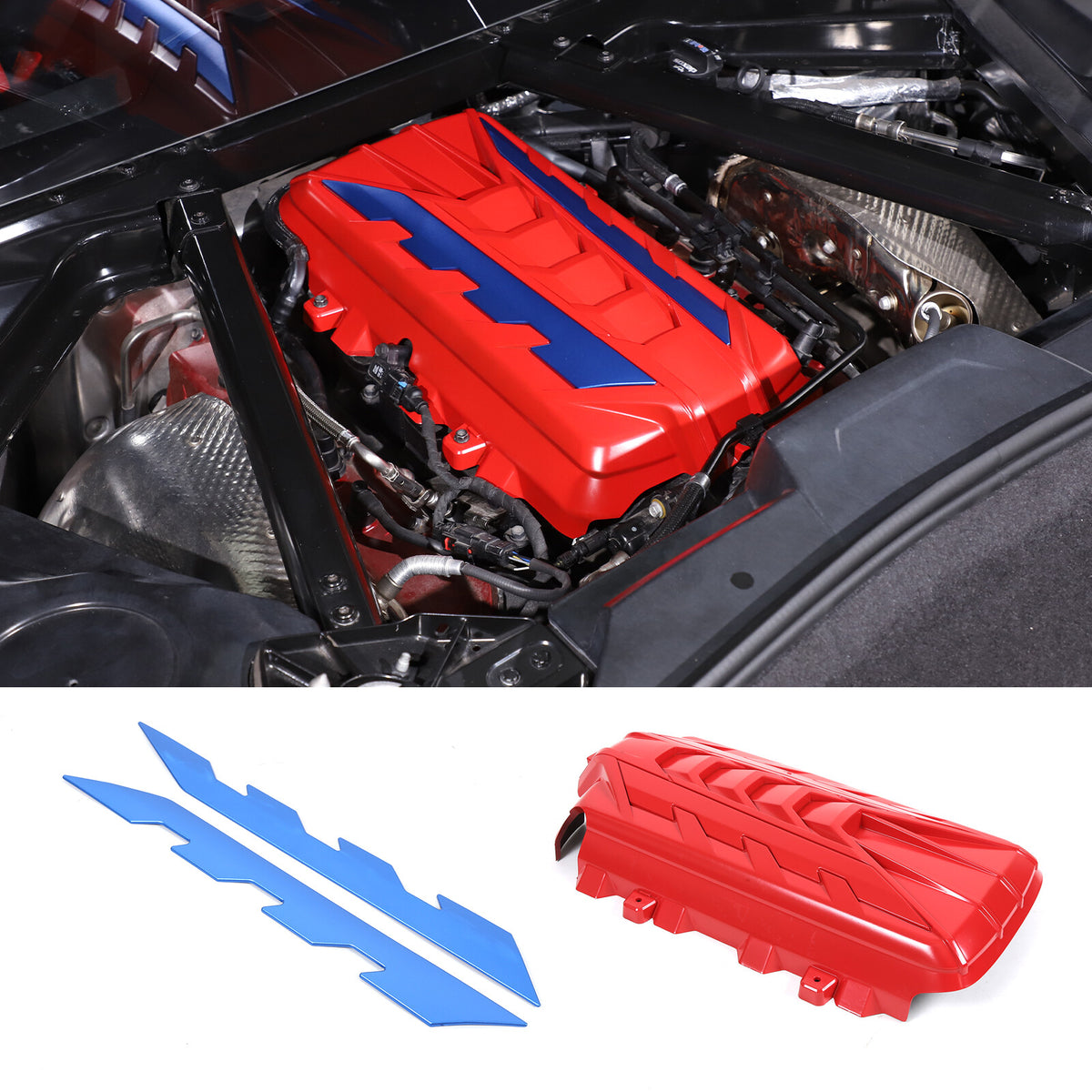Engine Bay Panel Cover Trim in Edge Blue/Red/Black For Corvette Coupe C8 2020-26 - Styles 1-5 24