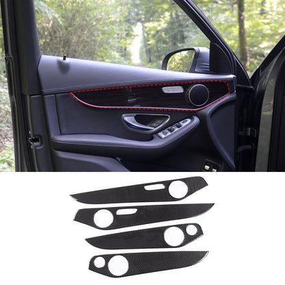 Real Carbon Fiber Interior Door Panel Trim For Benz C GLC Class W205 2014-20 6