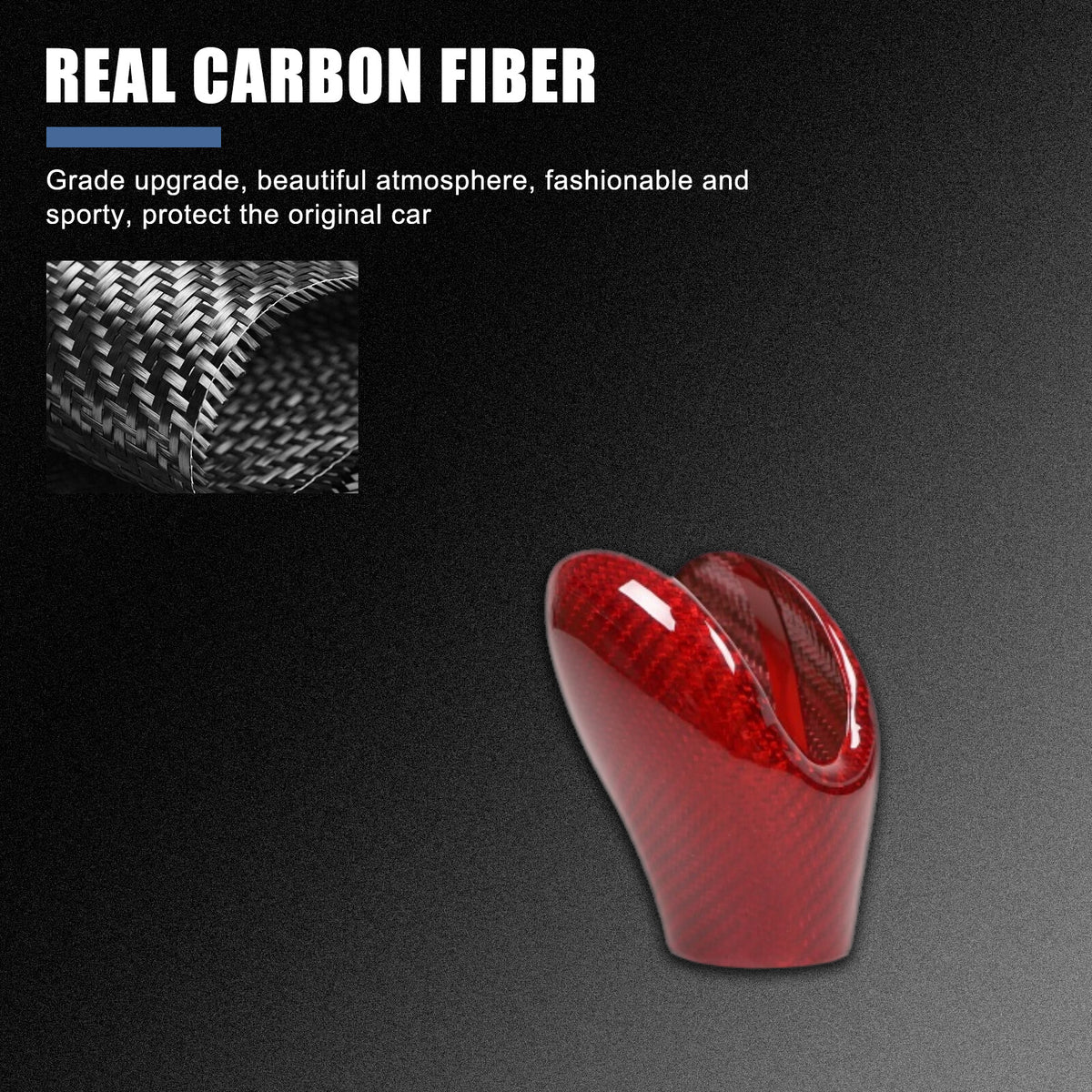 Red Real Carbon Fiber Center Gear Shift Knob Trim Cover For Corvette C6 2005-13 11