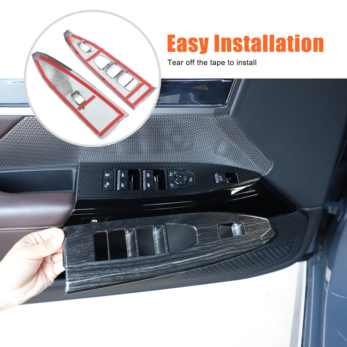 Black Grain Window Lift Switch Button Trim Frame For BMW 7 Series G70 2023-2025 22