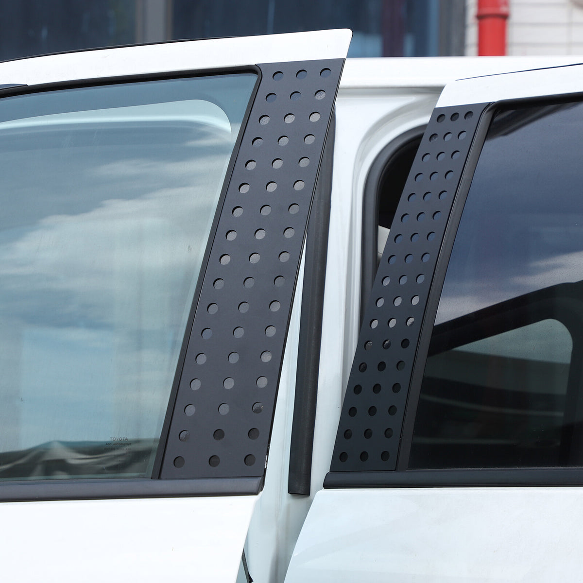 Black Aluminum Alloy Window Center Pillar Trim Panel For Toyota Tundra 2022+ 8