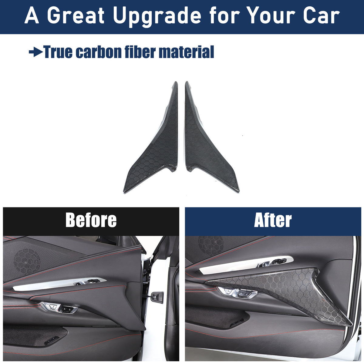 Real Honeycomb Carbon Fiber Interior Door Panel Cover Trim For Corvette C8 20-26 6