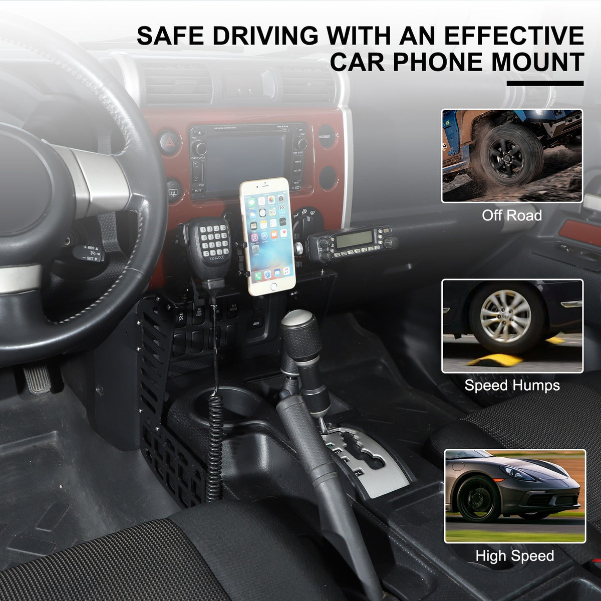 Center Console Molle Panels Digital Device Mount For Toyota FJ Cruiser 07-21 US 19