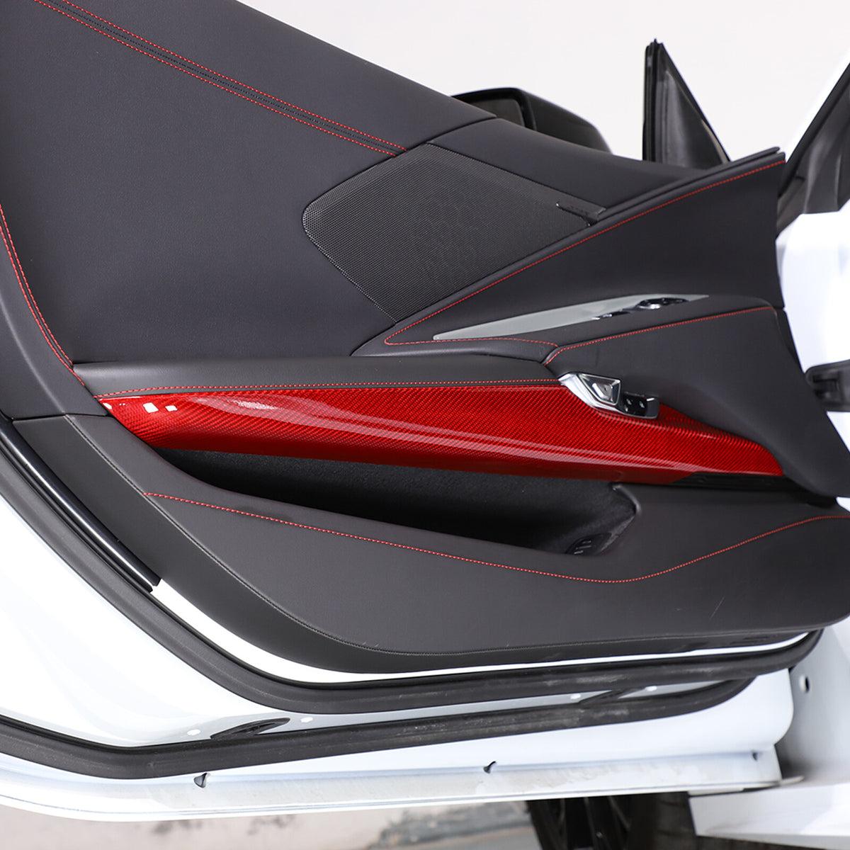 Red Real Carbon Fiber Full Interior Set Decor Trim Kit for Corvette C8 20-25 244