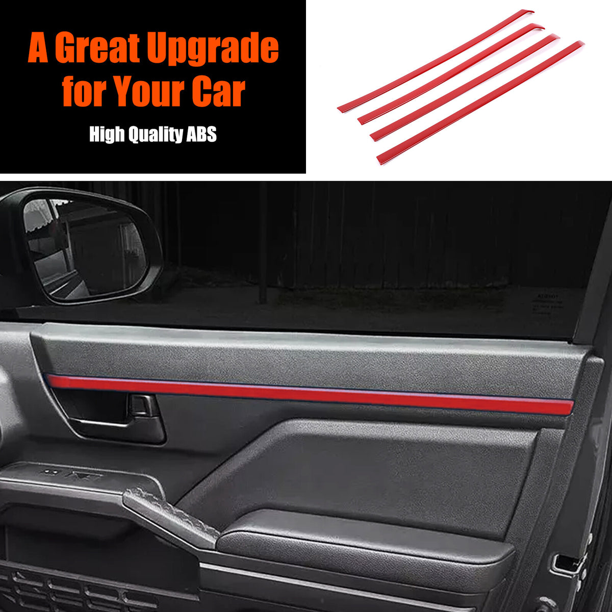 Sports Red ABS Interior Door Panel Trim Cover For Toyota Tacoma 2024+ US 15
