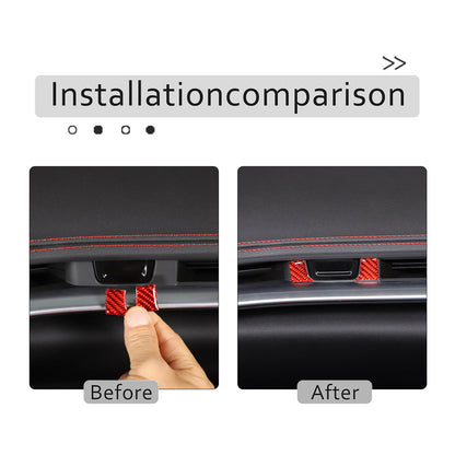 Red Soft Carbon Fiber Interior Decor Trim Kit Cover Set For Corvette C8 20-25 159